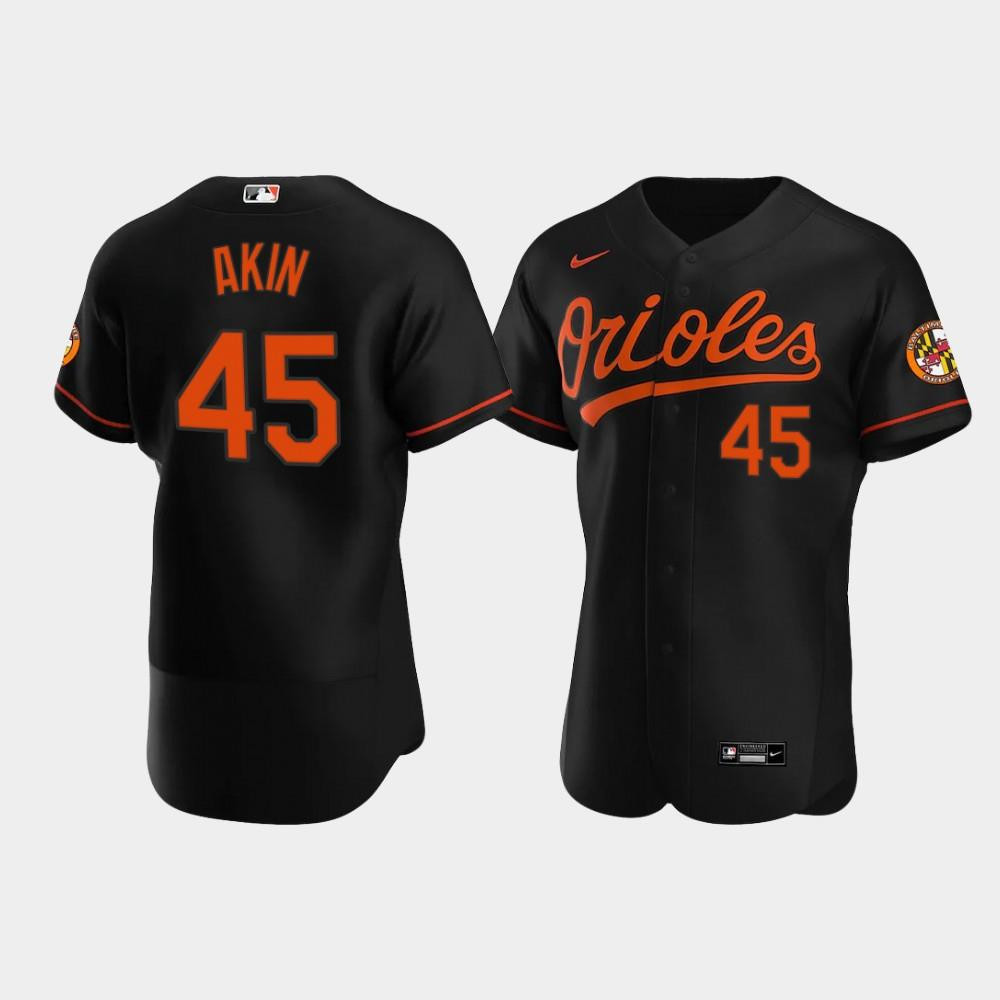 Drinkwearmerch Men's Baltimore Orioles 45 Keegan Akin Black Alternate Jersey Jersey