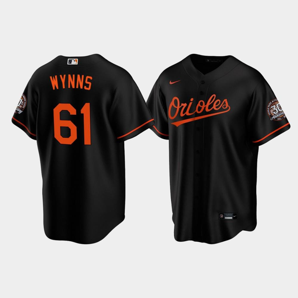 Drinkwearmerch Men's Baltimore Orioles Austin Wynns 61 Alternate Black Jersey Jersey