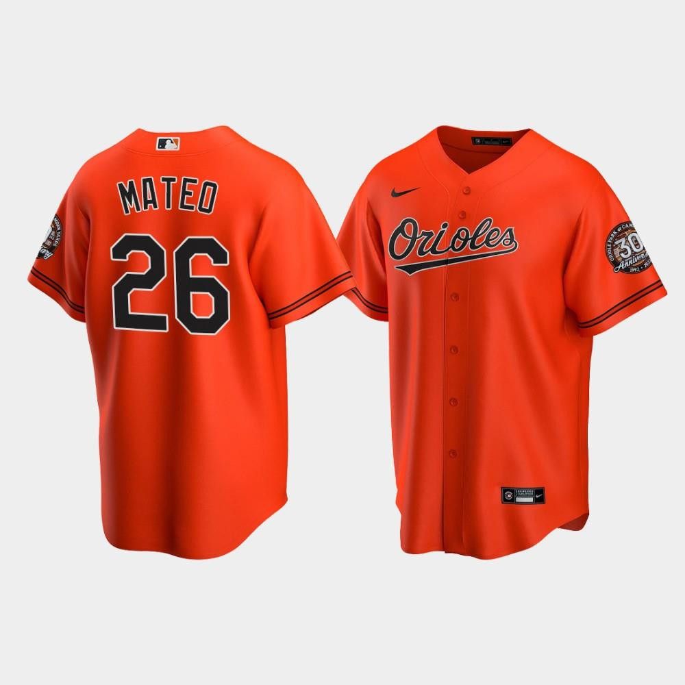 Drinkwearmerch Men's Baltimore Orioles Jorge Mateo 26 Alternate Team Orange Jersey Jersey