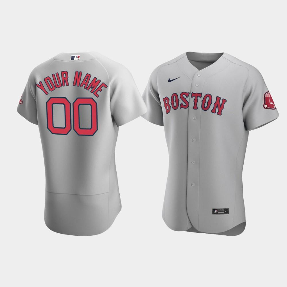 Drinkwearmerch Men's Boston Red Sox 00 Custom Gray Road Jersey Jersey