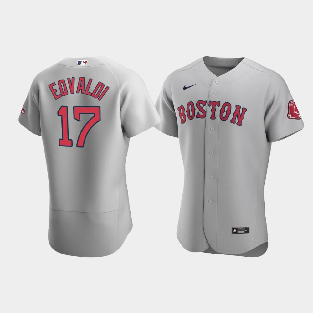 Drinkwearmerch Men's Boston Red Sox 17 Nathan Eovaldi Gray Road Jersey Jersey