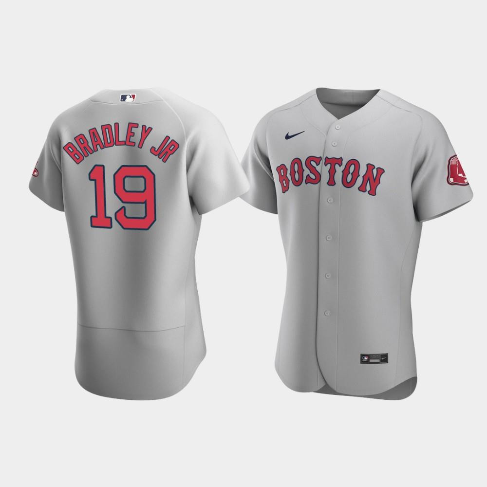 Drinkwearmerch Men's Boston Red Sox 19 Jackie Bradley Jr. Gray Road Jersey Jersey