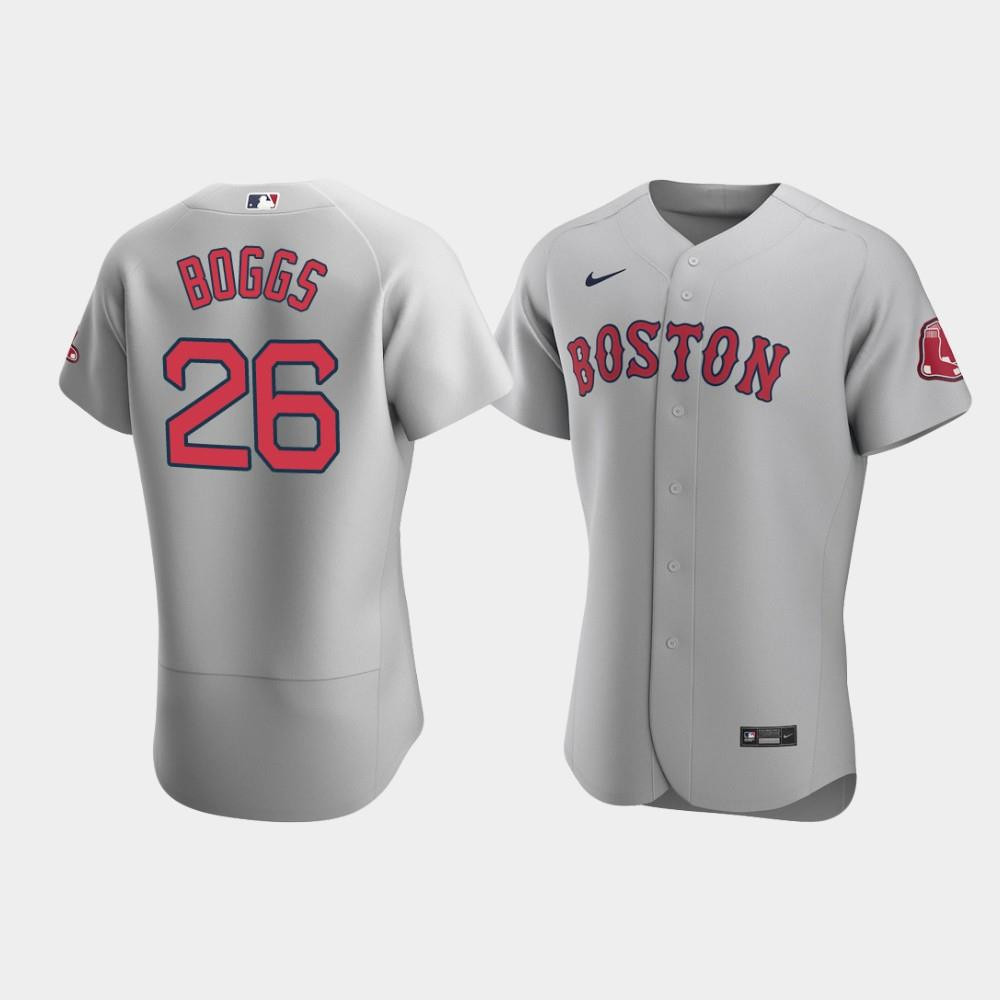 Drinkwearmerch Men's Boston Red Sox 26 Wade Boggs Gray Road Jersey Jersey