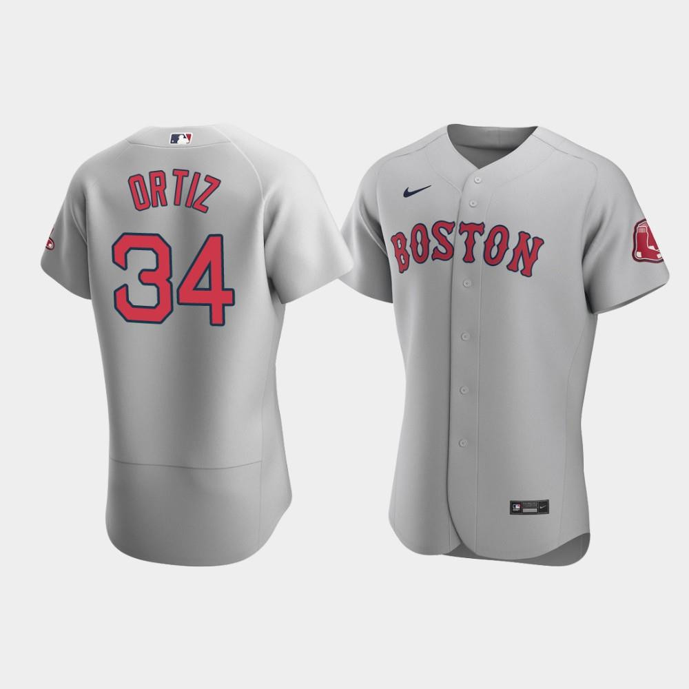 Drinkwearmerch Men's Boston Red Sox 34 David Ortiz Gray Road Jersey Jersey