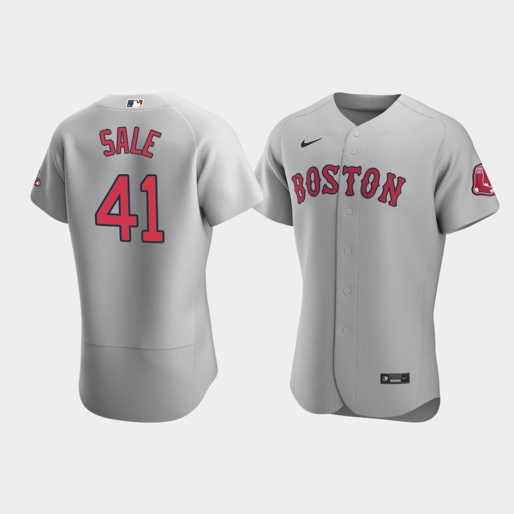 Drinkwearmerch Men's Boston Red Sox 41 Chris Sale Gray Road Jersey Jersey