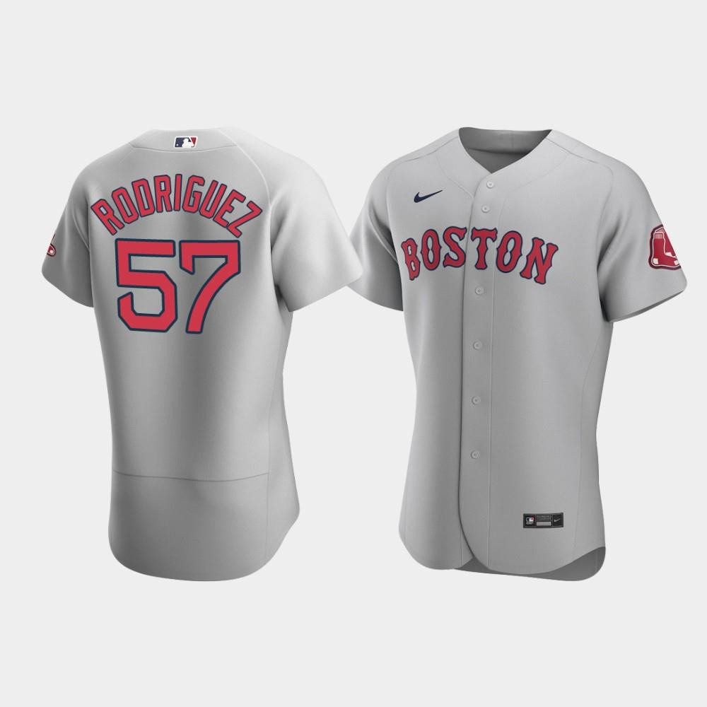 Drinkwearmerch Men's Boston Red Sox 57 Eduardo Rodriguez Gray Road Jersey Jersey