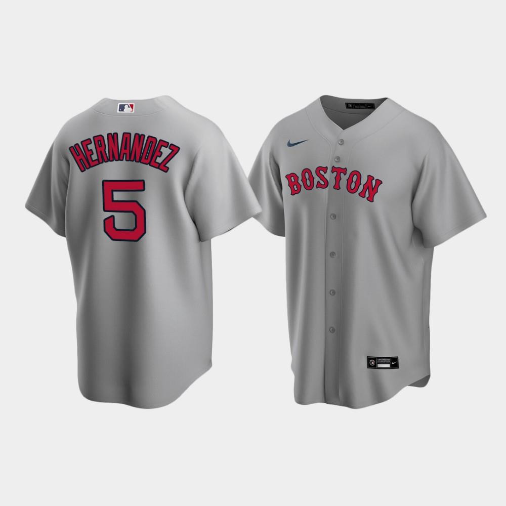 Drinkwearmerch Men's Boston Red Sox Enrique Hernandez 5 Gray Road Jersey Jersey