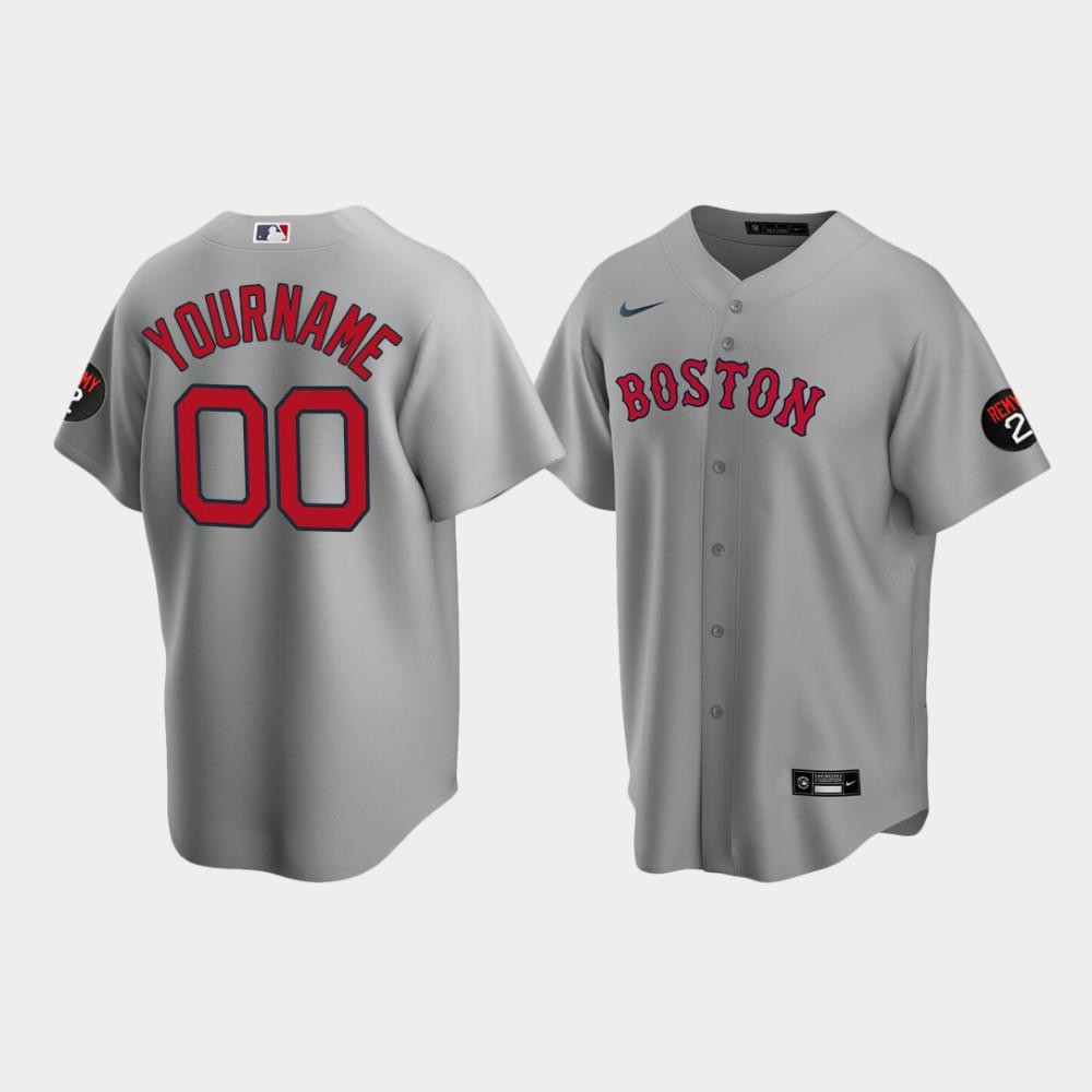 Drinkwearmerch Men's Boston Red Sox Gray Road Custom Jerry Remy Jersey Jersey