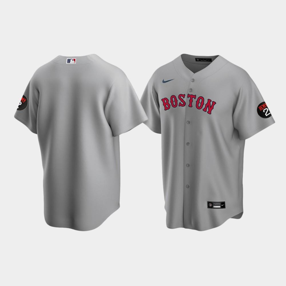 Drinkwearmerch Men's Boston Red Sox Gray Road Jerry Remy Jersey Jersey