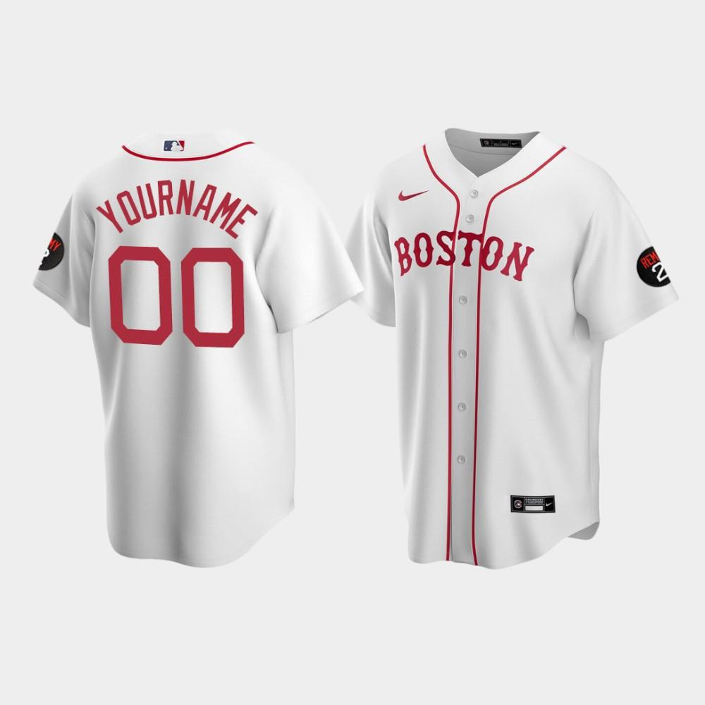 Drinkwearmerch Men's Boston Red Sox White Alternate Custom Jerry Remy Jersey Jersey