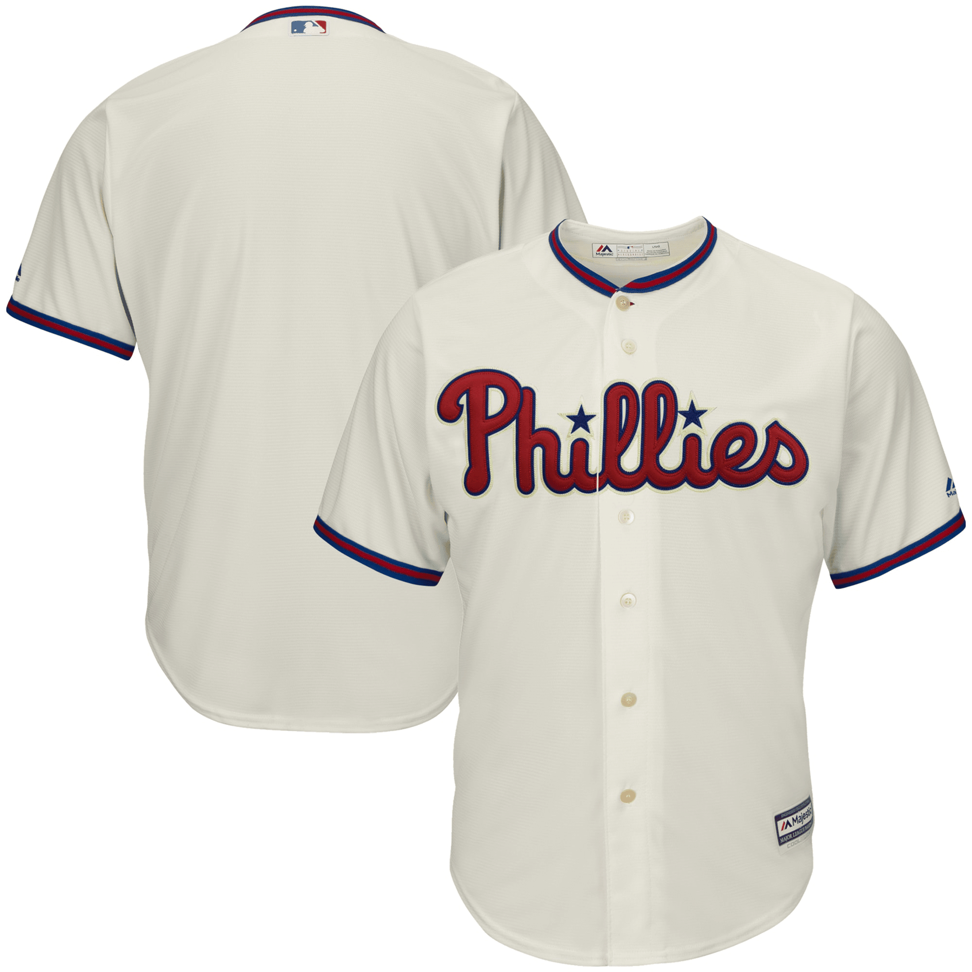 Drinkwearmerch Men's Cream Philadelphia Phillies Alternate Official Cool Base Team Jersey Jersey