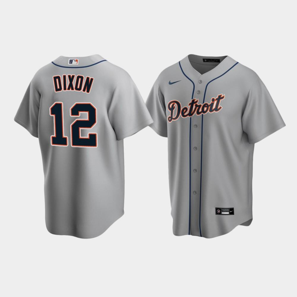 Drinkwearmerch Men's Detroit Tigers 12 Brandon Dixon Gray Road Jersey Jersey