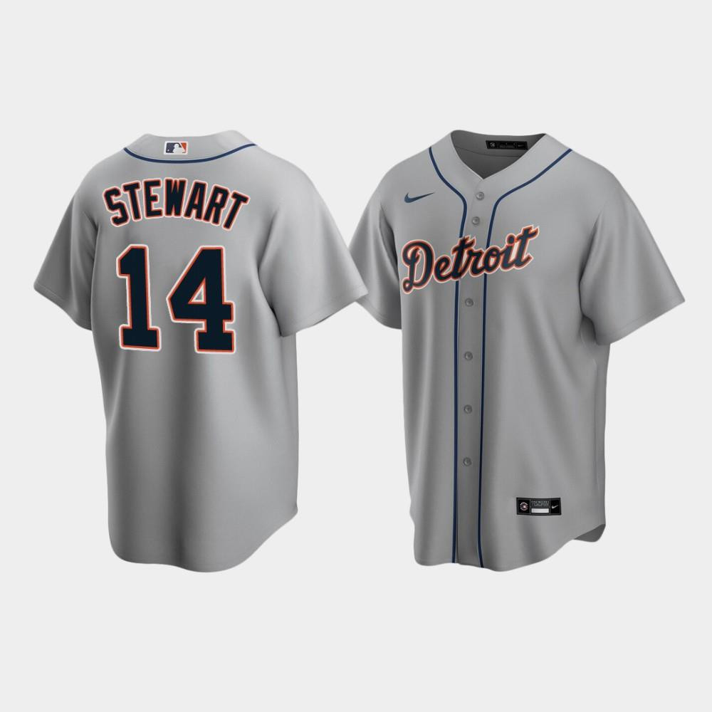 Drinkwearmerch Men's Detroit Tigers 14 Christin Stewart Gray Road Jersey Jersey