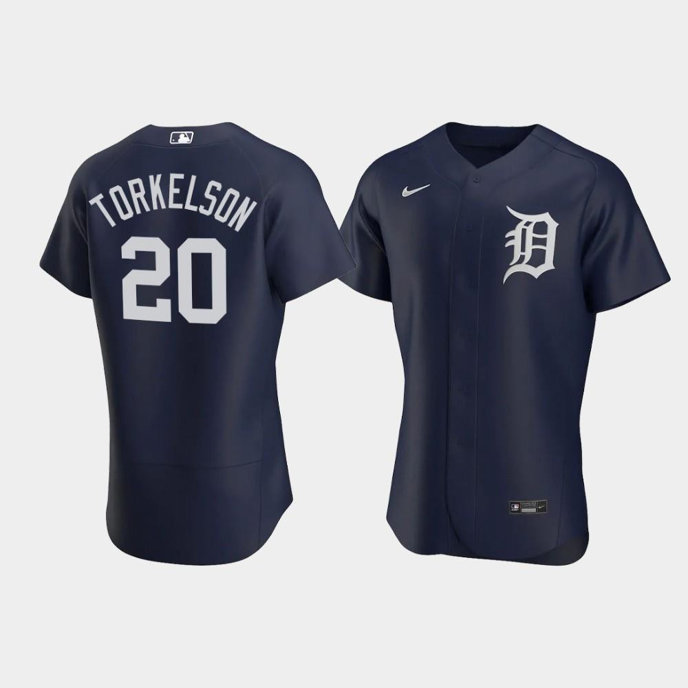 Drinkwearmerch Men's Detroit Tigers 20 Spencer Torkelson Navy Alternate Jersey Jersey