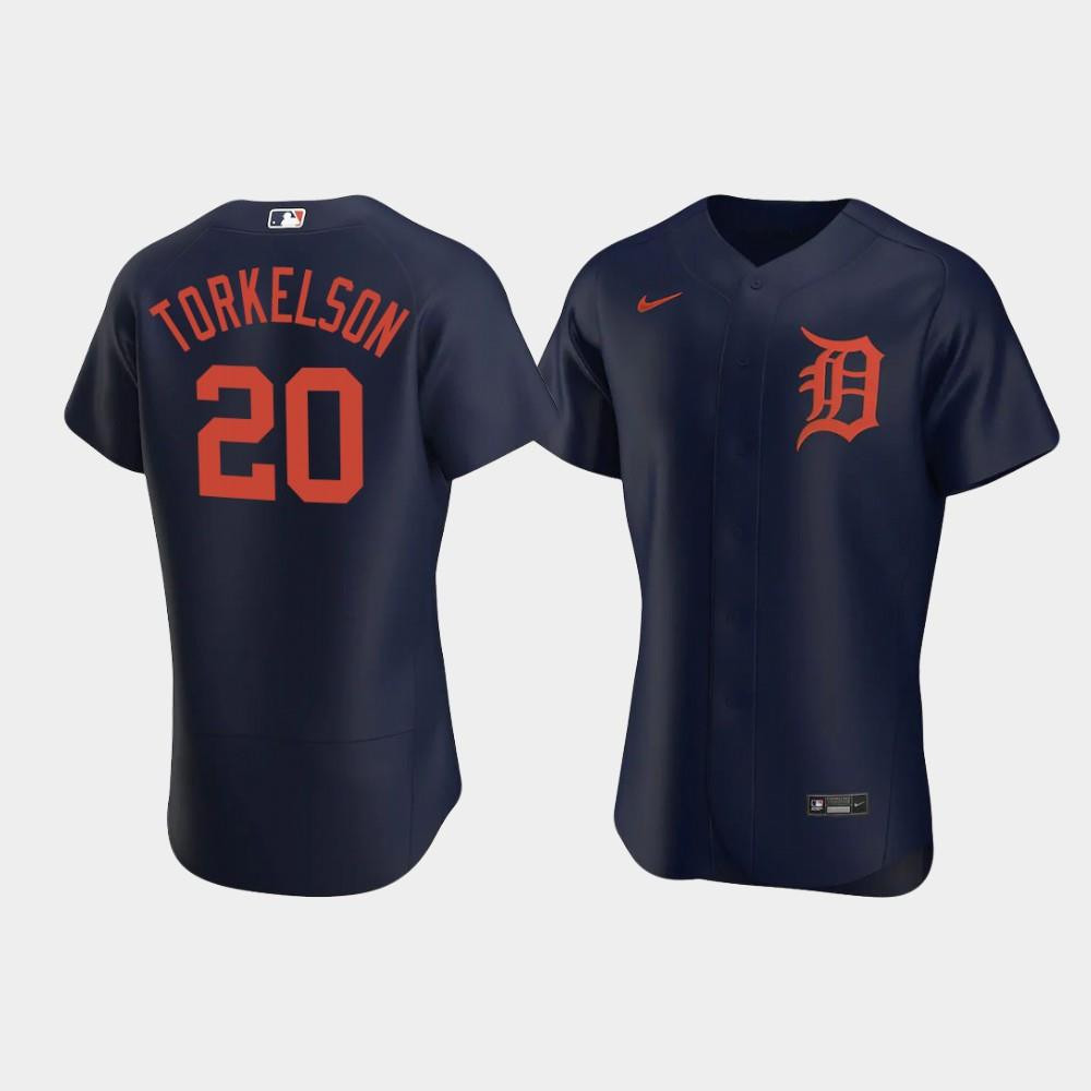 Drinkwearmerch Men's Detroit Tigers 20 Spencer Torkelson Navy Alternate Team Jersey Jersey