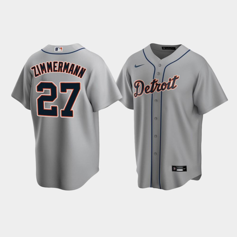 Drinkwearmerch Men's Detroit Tigers 27 Jordan Zimmermann Gray Road Jersey Jersey
