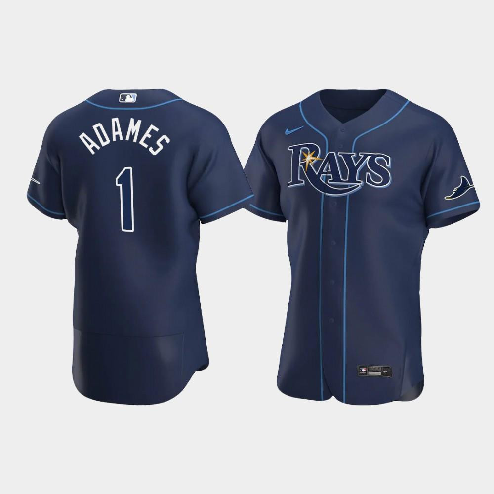Drinkwearmerch Men's Tampa Bay Rays 1 Willy Adames Navy Alternate Jersey Jersey