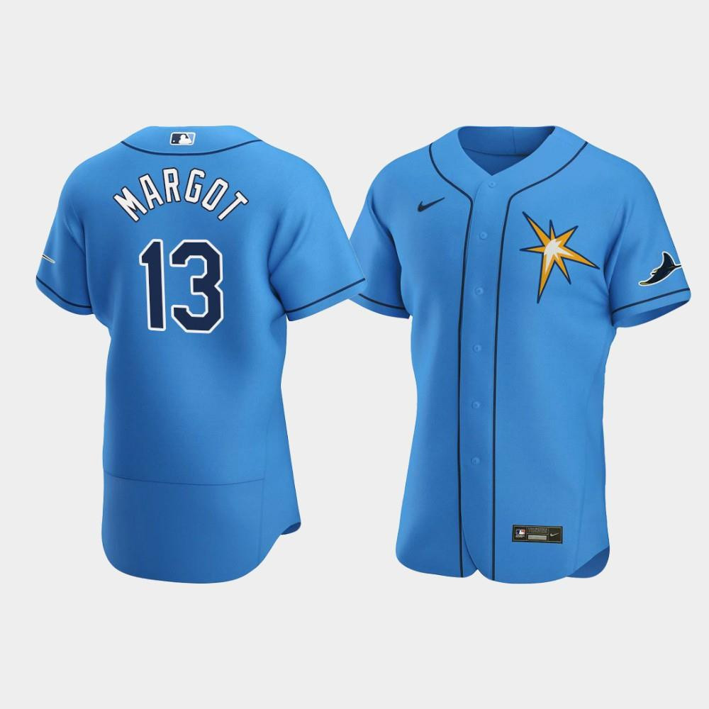Drinkwearmerch Men's Tampa Bay Rays 13 Manuel Margot Light Blue Alternate Jersey Jersey