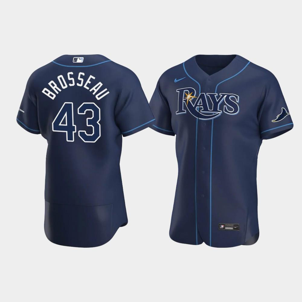 Drinkwearmerch Men's Tampa Bay Rays 43 Mike Brosseau Navy Alternate Jersey Jersey
