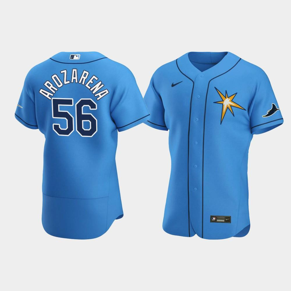 Drinkwearmerch Men's Tampa Bay Rays 56 Randy Arozarena Light Blue Alternate Jersey Jersey