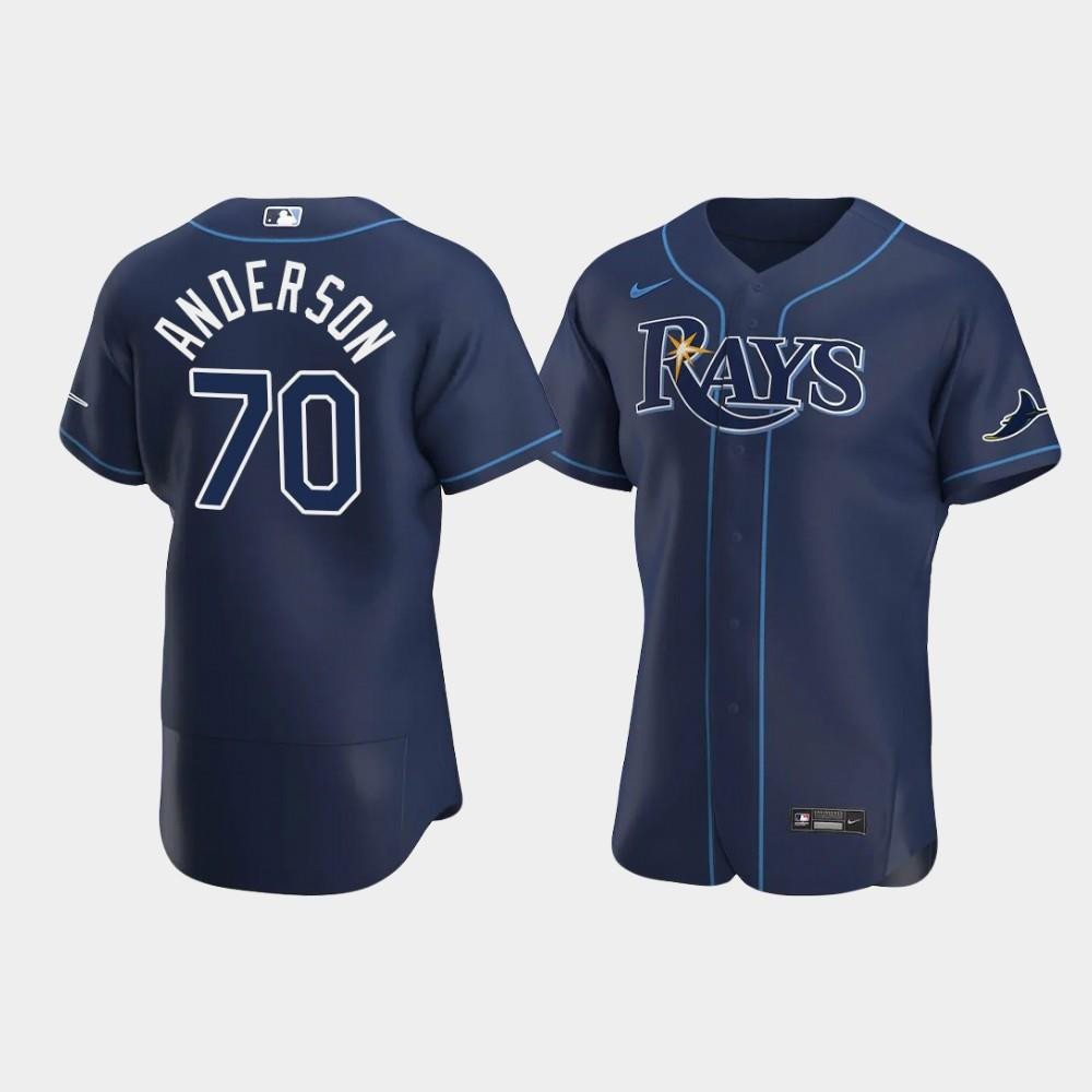 Drinkwearmerch Men's Tampa Bay Rays 70 Nick Anderson Navy Alternate Jersey Jersey