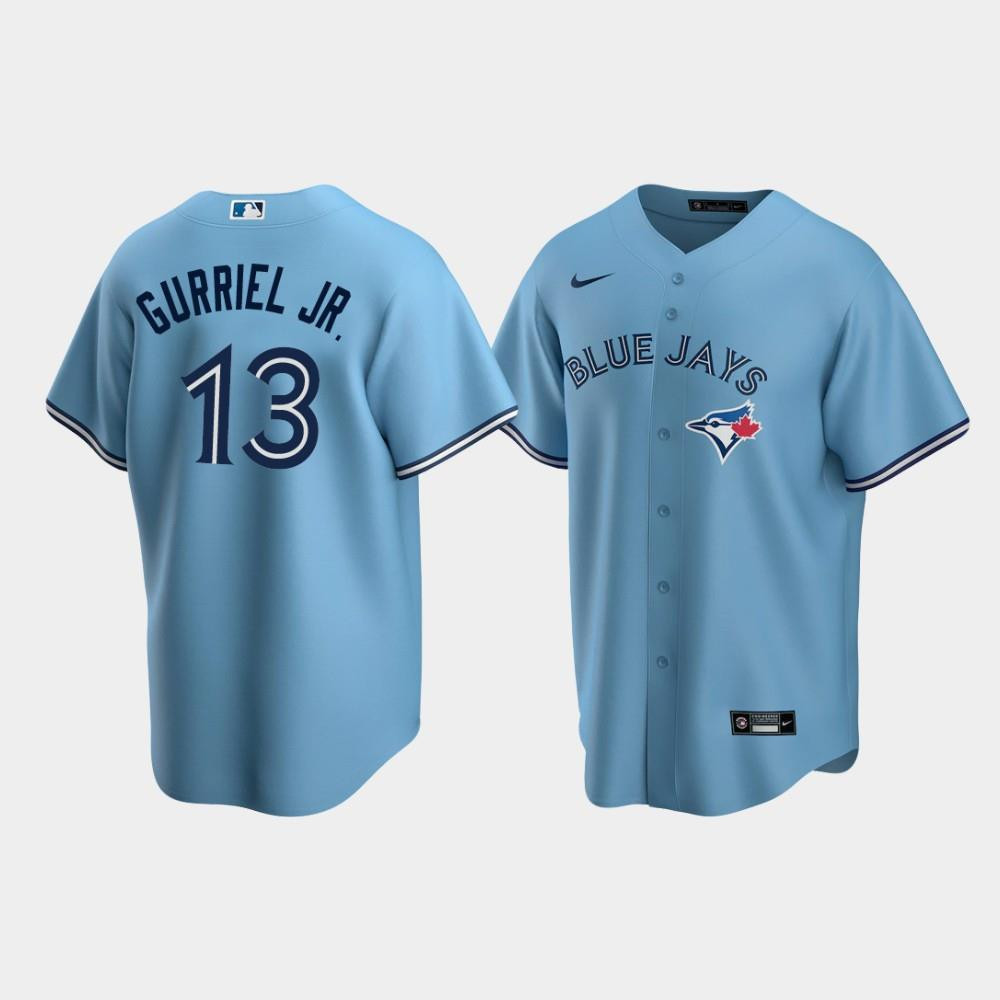 Drinkwearmerch Men's Toronto Blue Jays 13 Lourdes Gurriel Jr. Powder Blue Alternate Jersey Jersey
