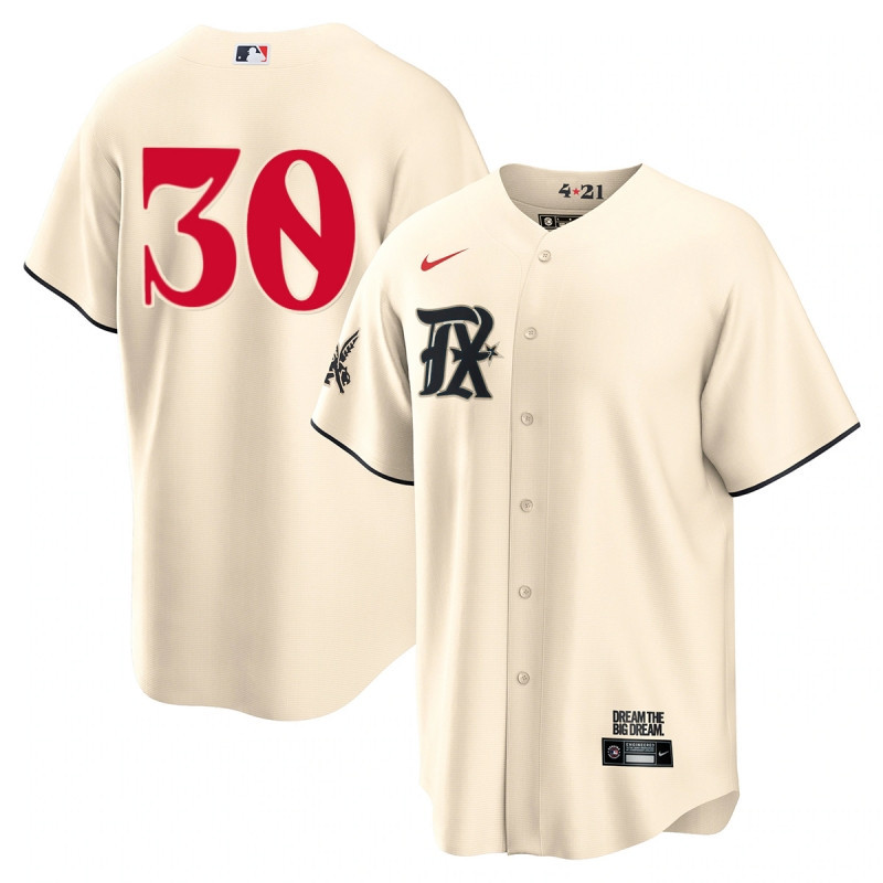 Drinkwearmerch Nathaniel Lowe 30 Texas Rangers 2023 City Connect Cool Base Game Jersey - Cream
