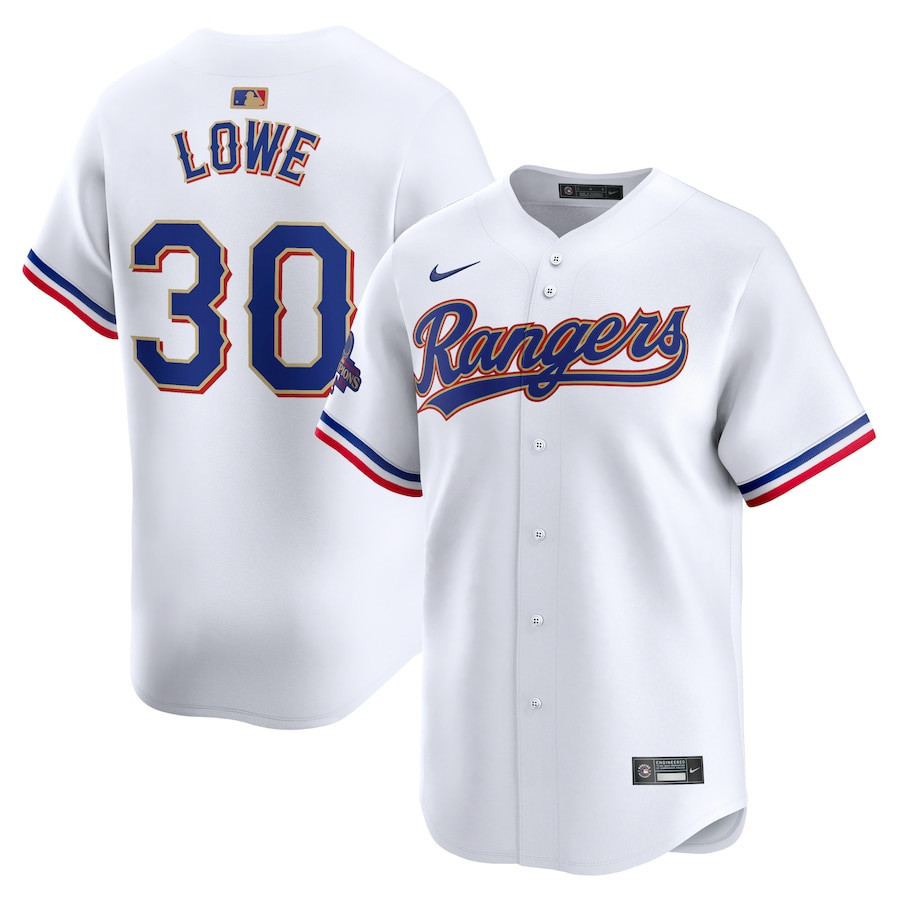 Drinkwearmerch Nathaniel Lowe 30 Texas Rangers 2024 Gold Collection Jersey - White