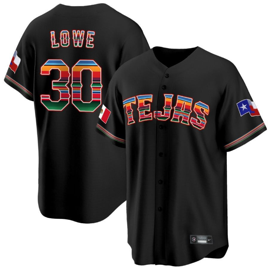 Drinkwearmerch Nathaniel Lowe 30 Texas Rangers Mexican Collection Baseball Men Jersey - Black