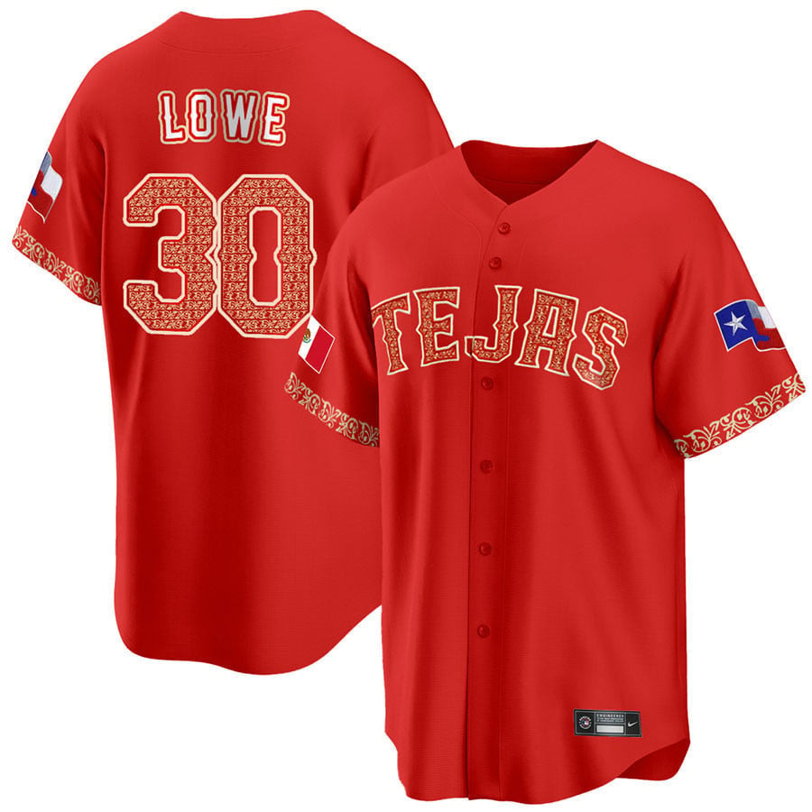 Drinkwearmerch Nathaniel Lowe 30 Texas Rangers Mexican Collection Baseball Men Jersey - Red