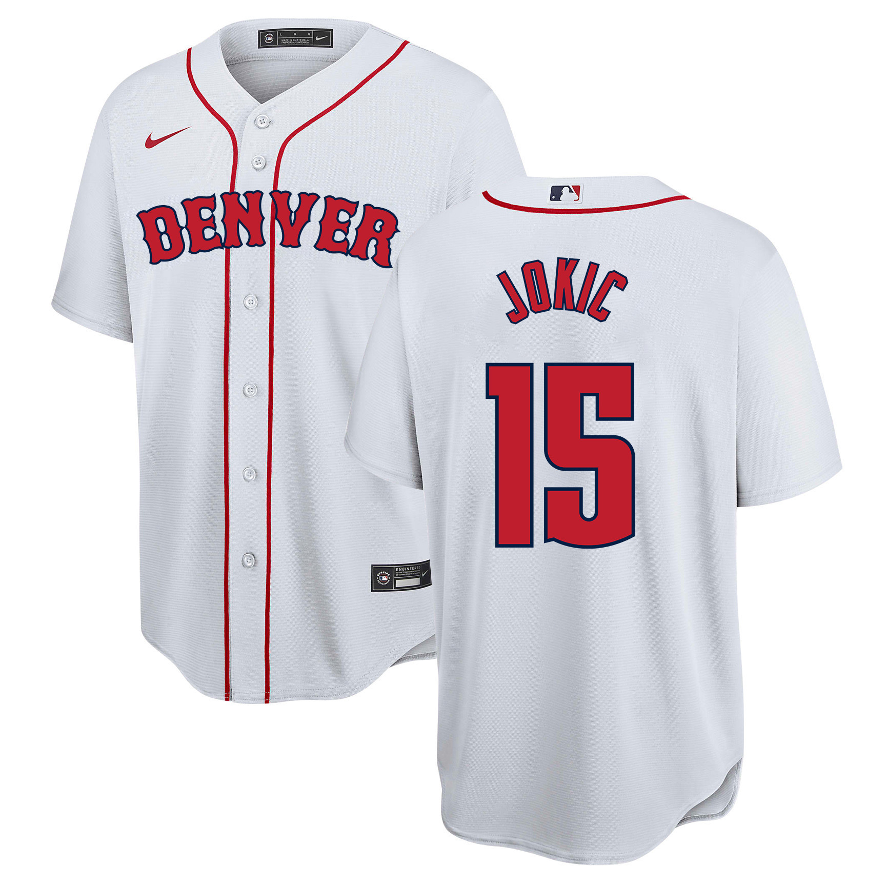 Drinkwearmerch Nikola Joki? 15 Denver Nuggets x Boston Red Sox Baseball Men Jersey - White