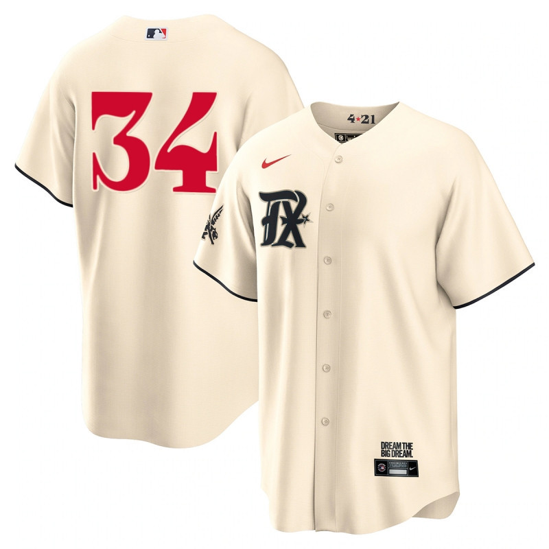 Drinkwearmerch Nolan Ryan 34 Texas Rangers 2023 City Connect Cool Base Game Jersey - Cream