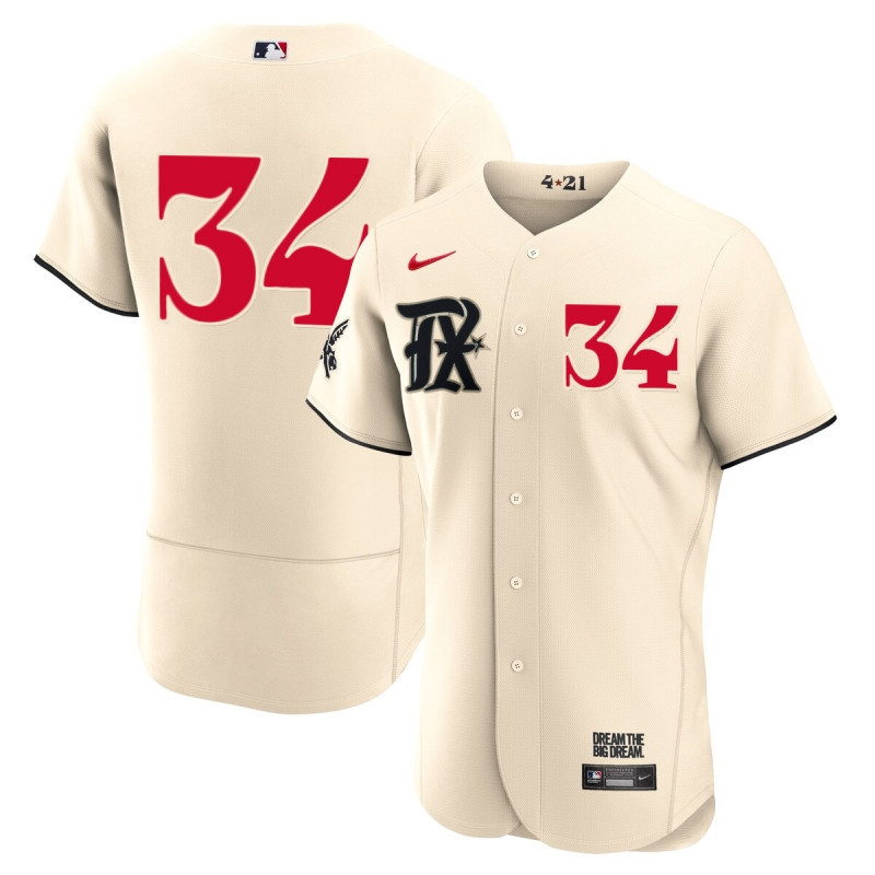 Drinkwearmerch Nolan Ryan 34 Texas Rangers 2023 City Connect Flex Base Elite Jersey - Cream