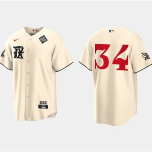 Drinkwearmerch Nolan Ryan 34 Texas Rangers 2023 World Series Cool Base Stitched Baseball Jersey - Cream