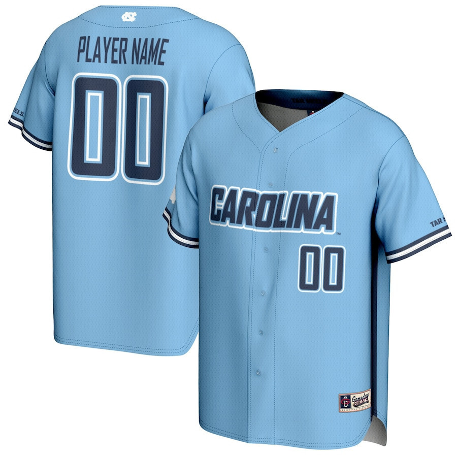 Drinkwearmerch North Carolina Tar Heels NIL Baseball Jersey Customized - Carolina Blue