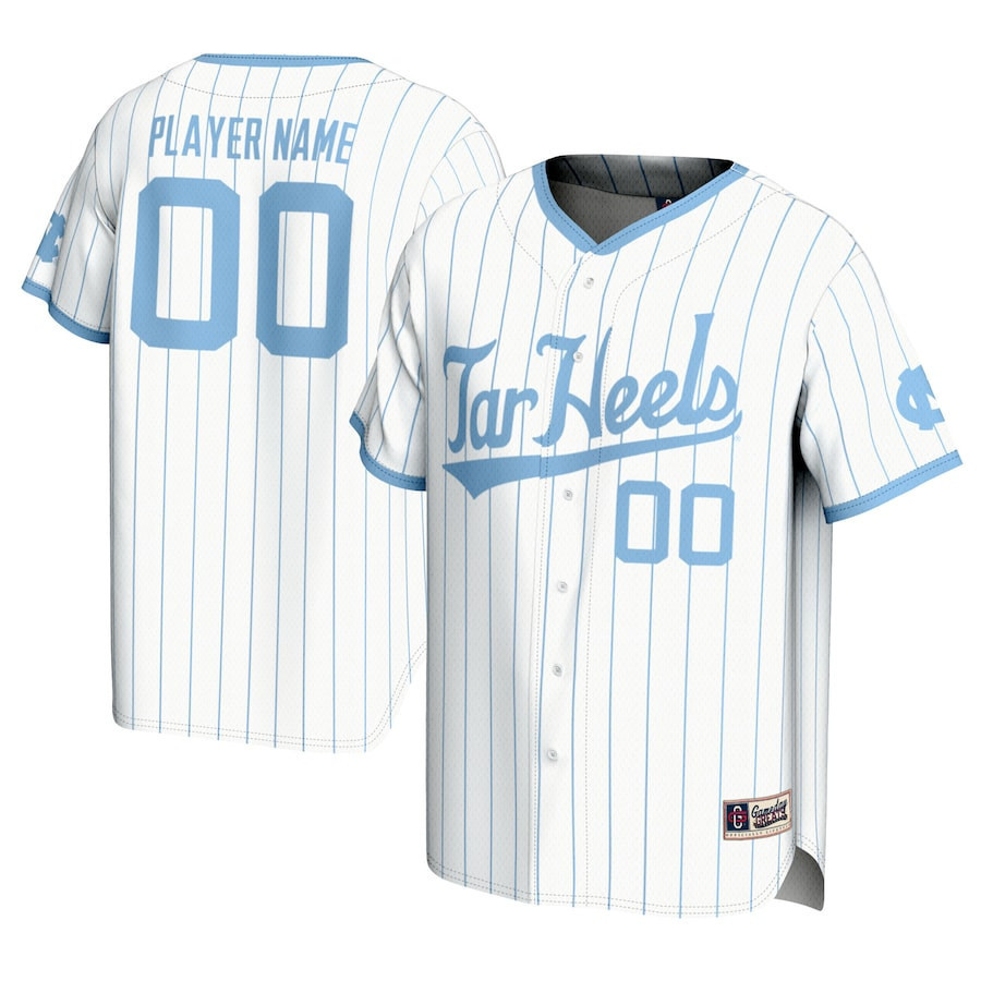 Drinkwearmerch North Carolina Tar Heels NIL Baseball Jersey Customized - White Jersey