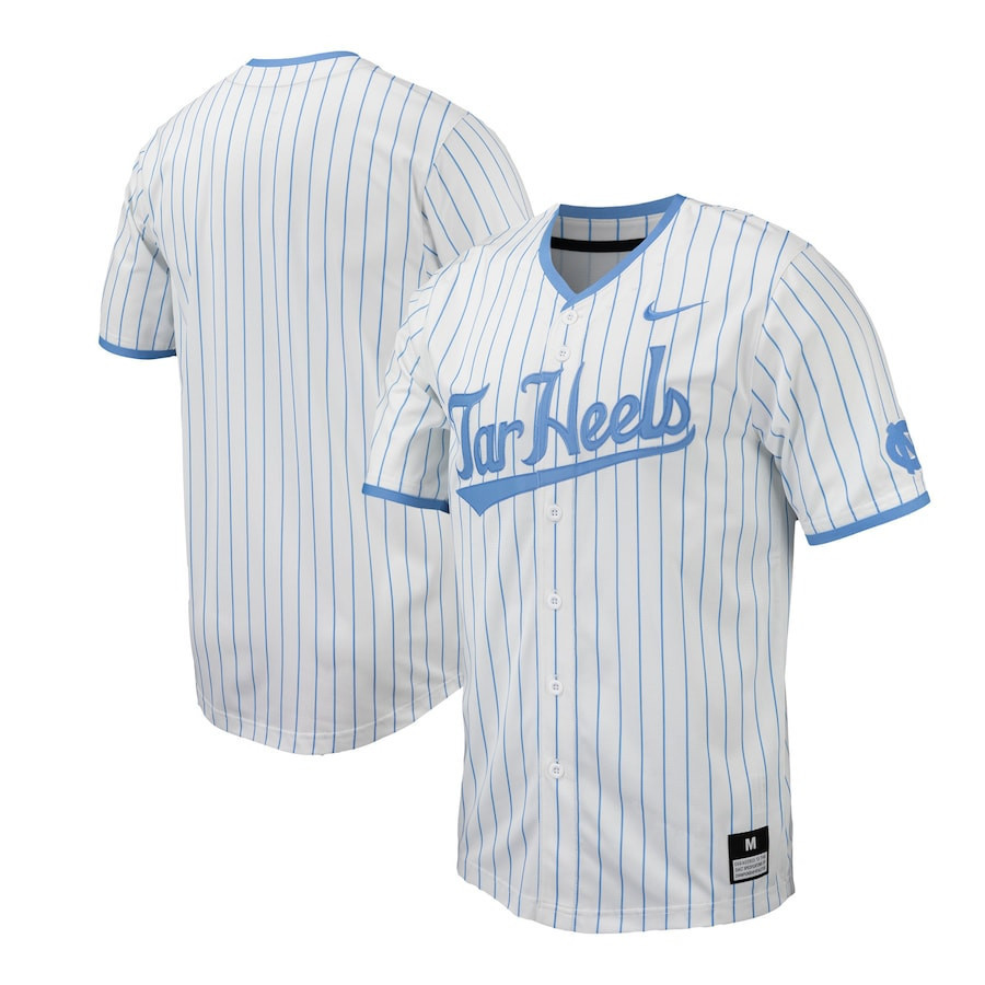 Drinkwearmerch North Carolina Tar Heels Pinstripe Baseball Jersey - White