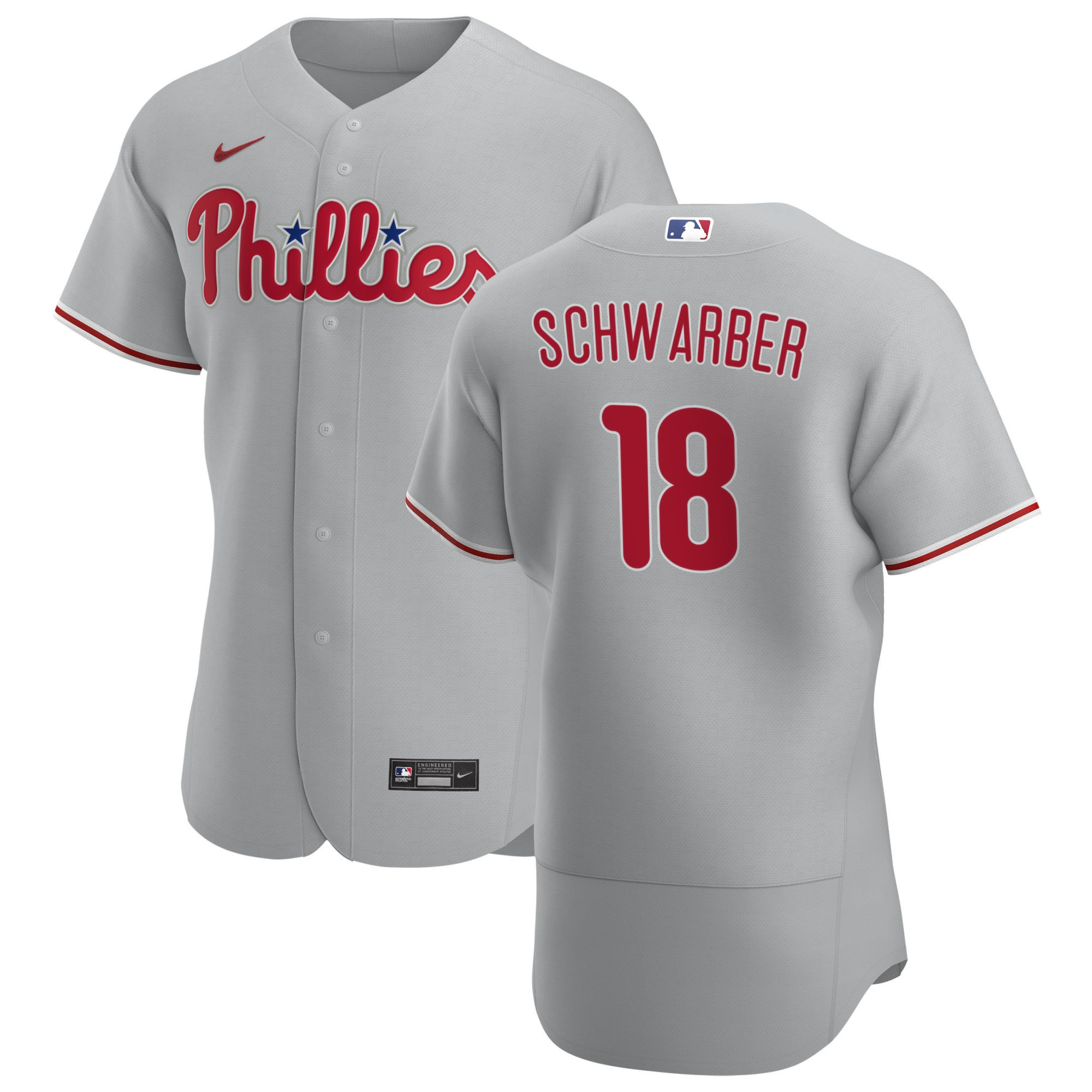 Drinkwearmerch Philadelphia Phillies Kyle Schwarber 18 Road Player Name Jersey - Gray Jersey