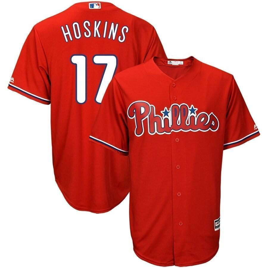 Drinkwearmerch Rhys Hoskins Philadelphia Phillies Cool Base Player Jersey - Red