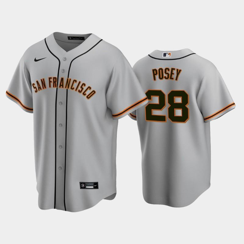 Drinkwearmerch San Francisco Giants 28 Buster Posey Gray Road Jersey Jersey