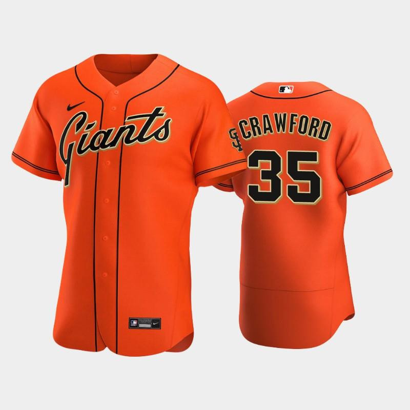 Drinkwearmerch San Francisco Giants 35 Brandon Crawford Alternate Jersey Orange Jersey