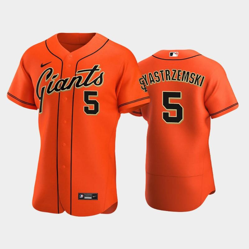 Drinkwearmerch San Francisco Giants 5 Mike Yastrzemski Alternate Jersey Orange Jersey