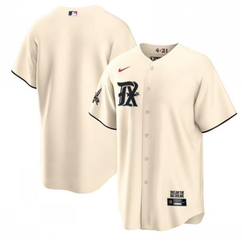 Drinkwearmerch Texas Rangers 2023 City Connect Cool Base Game Jersey - Cream