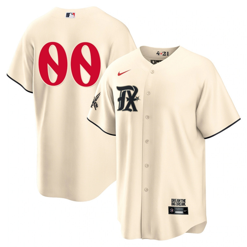 Drinkwearmerch Texas Rangers 2023 City Connect Cool Base Game Jersey Custom 00 - Cream