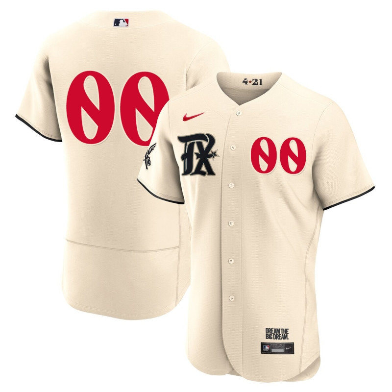 Drinkwearmerch Texas Rangers 2023 City Connect Flex Base Elite Jersey Custom 00 - Cream