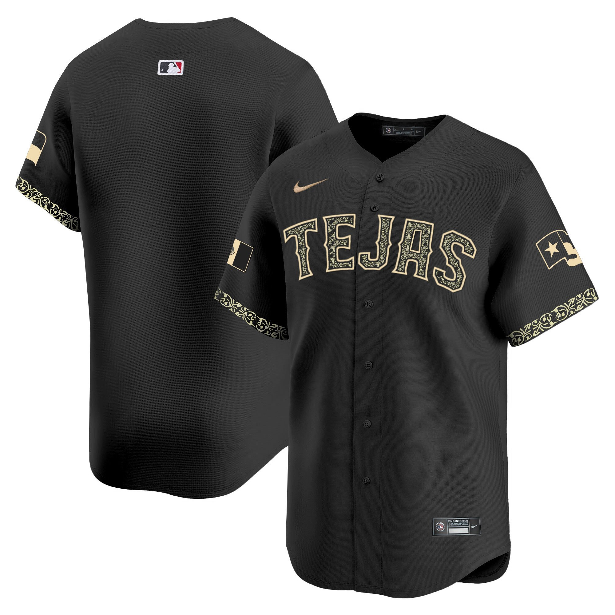 Drinkwearmerch Texas Rangers Mexico Men Jersey - Black Heritage