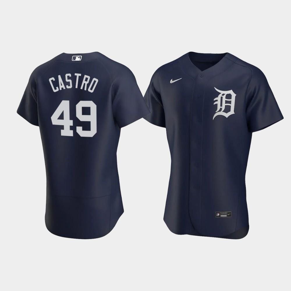 Drinkwearmerch Willi Castro 49 Detroit Tigers Team Logo Navy Alternate Jersey Jersey
