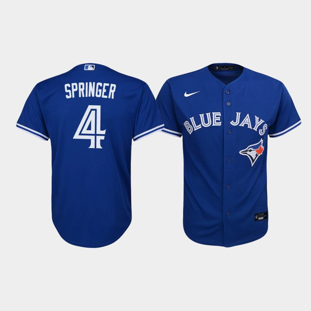Drinkwearmerch Youth Toronto Blue Jays George Springer 4 Royal Alternate Jersey Jersey